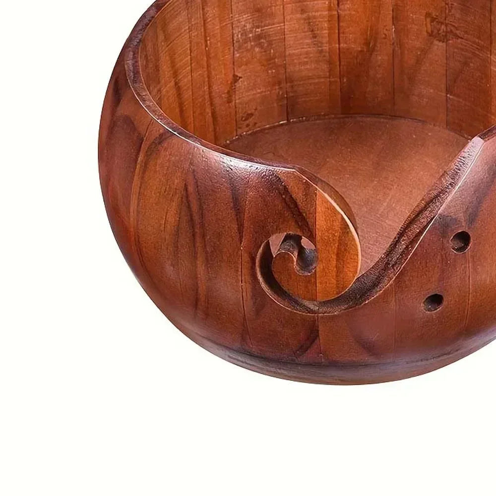 Yarnly Runde Wollschale aus Holz, 15 cm – Knäuel-Organizer für Stricken und Häkeln