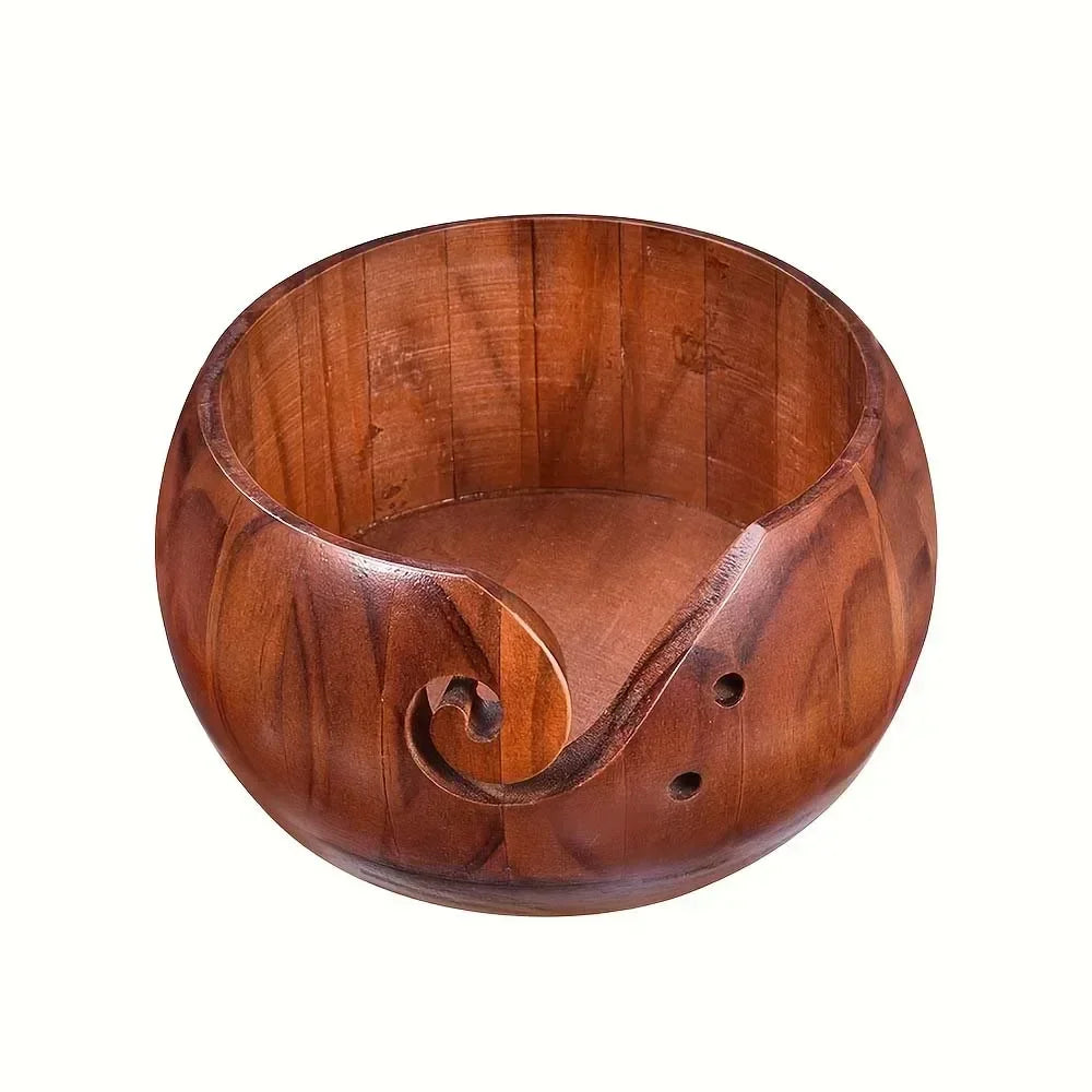Yarnly Runde Wollschale aus Holz, 15 cm – Knäuel-Organizer für Stricken und Häkeln