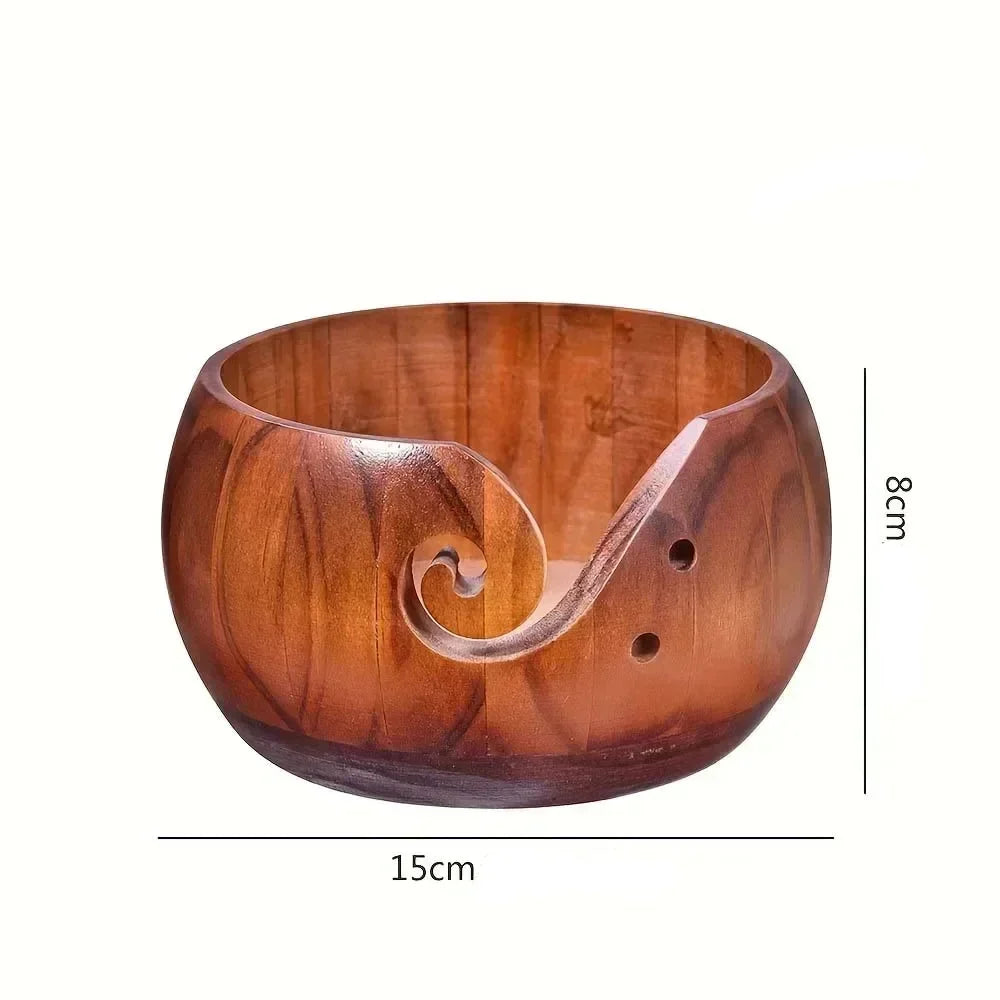 Yarnly Runde Wollschale aus Holz, 15 cm – Knäuel-Organizer für Stricken und Häkeln