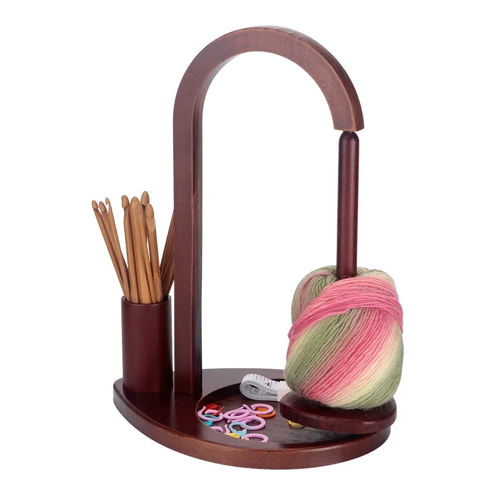 Yarnly Magnetischer Wollhalter aus Holz mit 360°-Rotation – Knäuel-Organizer mit Häkelnadel-Aufbewahrung