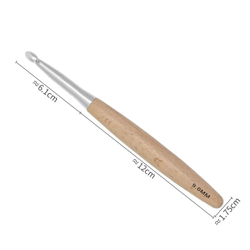 Yarnly 11-teiliges Häkelnadel-Set mit Holzgriff – Nadeln für Stricken und Handarbeiten