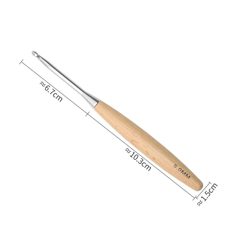Yarnly 11-teiliges Häkelnadel-Set mit Holzgriff – Nadeln für Stricken und Handarbeiten