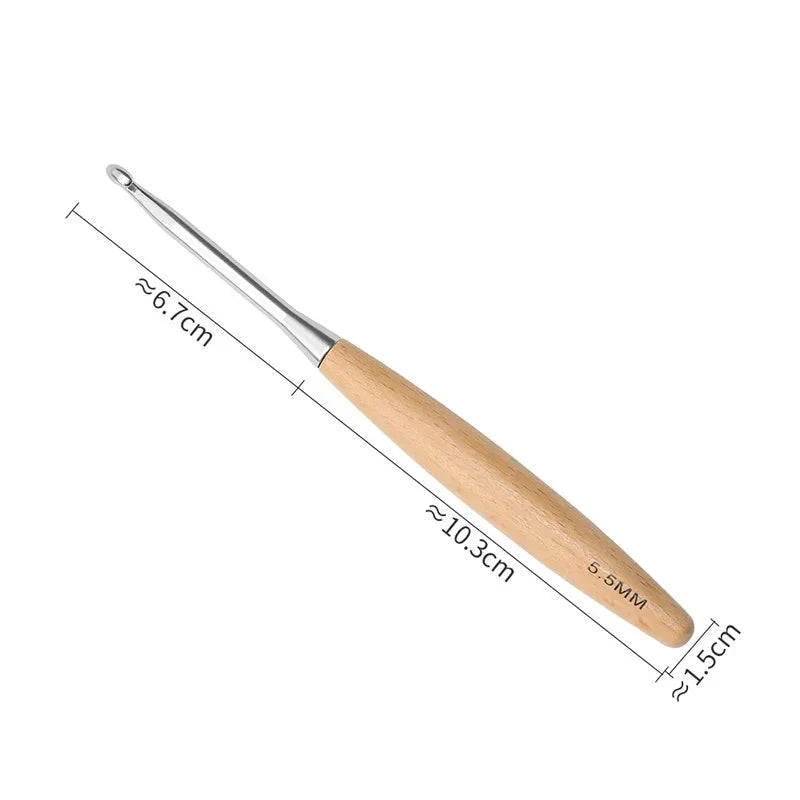 Yarnly 11-teiliges Häkelnadel-Set mit Holzgriff – Nadeln für Stricken und Handarbeiten