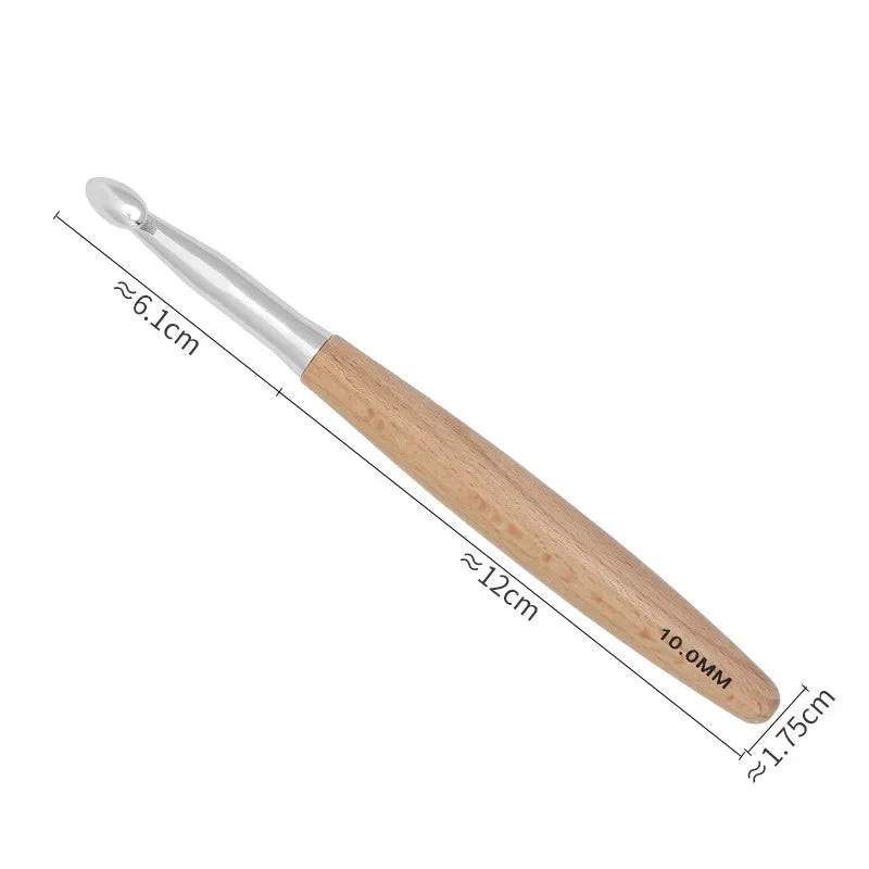 Yarnly 11-teiliges Häkelnadel-Set mit Holzgriff – Nadeln für Stricken und Handarbeiten